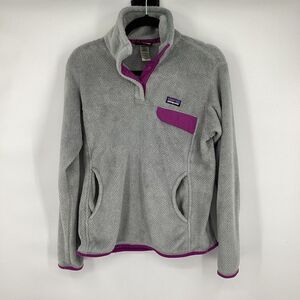 Ladies Patagonia Snap-T Fleece‎ Pullover medium Gray/Purple